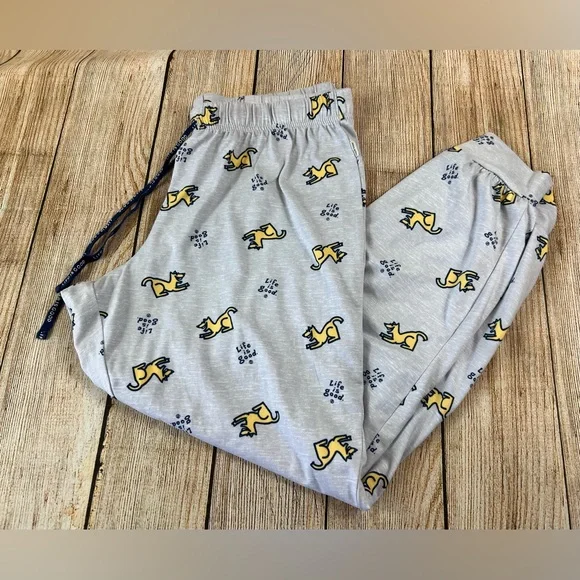 Women’s Life Is Good Dog Print Sleep Jogger Pants Size Large - Picture 1 of 8